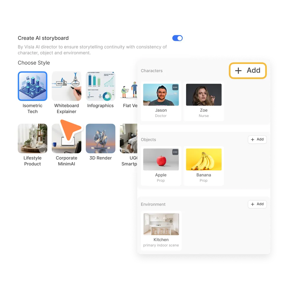 AI agent sending selected content and storyboard inputs into Visla to start an AI-generated video project